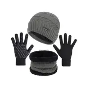 3-Pieces Winter Beanie Hats, Scarf and Touch Screen Gloves Set for Men and Women