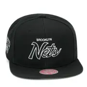 Mitchell & Ness Brooklyn Nets Snapback Hat Cap - Black/White/Script