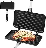 Cabilock Non Stick Double Sided Sandwich Maker Multipurpose Baking Tool for Breakfast Ergonomic Design Household Cooking Accessory for Cafes Home Use