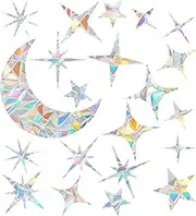 105pcs Window Decals for Glass Doors, Stars and Moon Shape Window Decals to Prevent Bird Strikes, Bird Window Strike Prevention