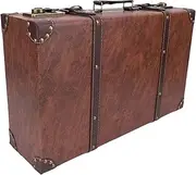 Luocute Wooden Vintage Suitcases, 18.9 X 11.42 X 5.51in Retro Luggage Decor Antique Decorative Storage Chests with Lids, Old Style Wood Travel Trunks for Home Decor for Photo Props