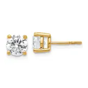 14k Yellow Gold 2 ctw Lab Grown Diamond VS/SI+ G+ Round 4 Prong Heavy Wt. Stud Earrings