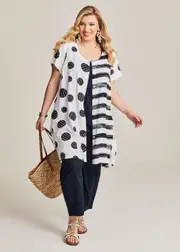 [TS] Taking Shape Peggy Linen Spot Stripe Shirt Size 18 in Print / Stripe - Plus Size Women's Clothing Print / Stripe