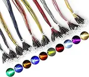 DiCUNO 100pcs(10 Colors x 10pcs) 5mm 12V Prewired LED Light Emitting Diode Round Head LED Lamp Assorted Color Diodes Resistor Kit