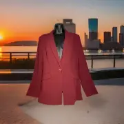 Adrianna Papell Women's Crepe Blazer Jacket Size Medium Windsor Wine Longline