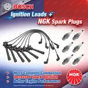 6 x NGK Spark Plugs + Bosch Leads Kit for Mitsubishi Challenger PA Triton ML (for: Mitsubishi)