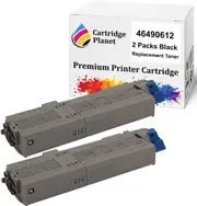 2 Pack Black Compatible Toner Cartridge for OKI 46490612 (7,000 Pages) for OKI C532 C532dn MC563 MC563dn MC573 MC573dn