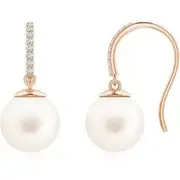 Classic Freshwater Pearl and Diamond Drop Earrings