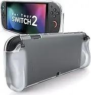 JSAUX Protective Case Designed for Nintendo Switch 2 2025, Portable Clear Cover Compatible with Switch 2 Case and JoyCon Controller, Accessories with Shock-Absorption and Slim Skin Shell-Clear