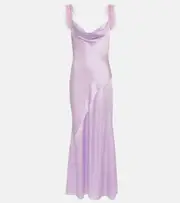 [Self-Portrait] Self-Portrait Feather-trimmed silk gown AU 14 purple