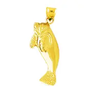 14K Gold 24MM Long Manatee Pendant