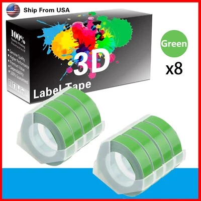 8PK Green Dymo 3D Label Tape for Dymo Caption Maker (1741205) Label Makers