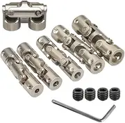 4/5/6/8/10mm Boat Car Shaft Coupler Three-Section Universal Joint Coupling Motor Connector with M3/M4 Screw Metal Cardan Joint(8mm-8mm)