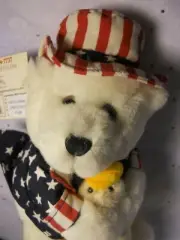 Hershey's Stuffed Plush White Patriotic USA Stars Stripe 10" Teddy Bear Duck NEW