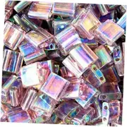 Smokey Amethyst Ab Transparent Tila Beads 7.2 Gram Tube By Are a 2 Hole Flat