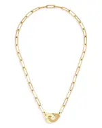 Dinh Van 18K Yellow Gold Menottes Interlocking Clasp Open Link Necklace, 17.5
