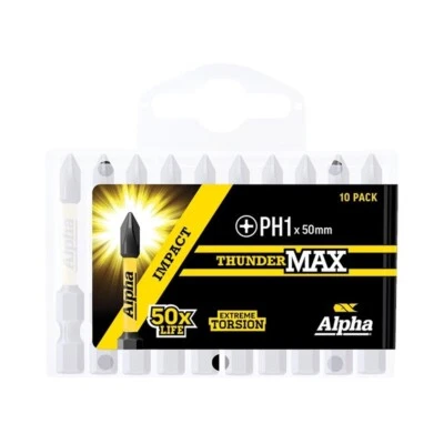 Phillips Power Bit PH3 x 50mm Impact Driver ThunderMAX PH350SMH Qty 10 x10 Pack