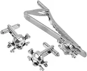 [Yardenfun] Tie Tie Clips for Men Skull Tie Clip Set Metal Clasp Business Casual Party Set