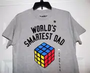 RUBIK'S CUBE World's Smartest Dad Men's Small S T-Shirt T Shirt NEW w/ TAGS