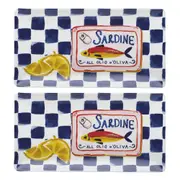 2x Porto Cucina 29.5cm Porcelain Serving Platter Rectangle Tableware Sardine