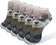 [AQRJLPM] Cute Otter Socks No Show Socks Low Cut Anti-Slid Athletic Casual Invisible Liner Socks Unisex, White, One Size Short, White, One Size Short
