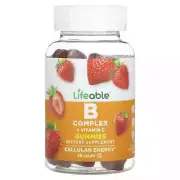 2 X Lifeable, B Complex + Vitamin C Gummies, Natural Strawberry, 60 Gummies