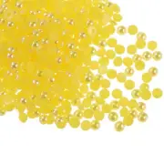 300pcs Flatback Pearls 4mm ABS Plastic Half Round Dome Pearls, Yellow