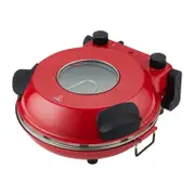 Healthy Choice 12" Pizza Oven with Thermal Control, Timer, Viewing Window & Removeable Stone (Red)