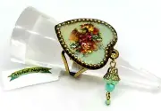 Lovely Michal Negrin colourful Enamel Flowers Crystal Heart-Shaped Ring.