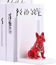 Red English Bulldog Bookends, Dog Bookends, Bulldog Decorative Bookends, Boston Terrier Bookends, Animal Bookends for Kids, Book Ends for Shelves, Desk, Heavy Book Stopper, Office, Library, Study