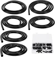 Silicone Vacuum Tubing Hose 130PSI Max Pressure Automotive Vacuum Line Black with Vacuum Connector 1 Set 6.6Ft 3/4/5/6/8/10mm ID 2.5mm Thickness