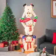 CostwayLighted Stacked Snowmen Christmas Decoration with 150 LED Warm Lights