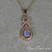 Australian Solid Crystal Opal Pendant Teardrop Natural Necklace Rose Gold Plated
