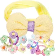 ERINGOGO Girls Hair Ties Set 12 Pieces Soft Floral Bow Hair Bands Ponytail Holders for Boys and Girls