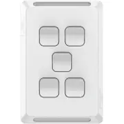 Clipsal Pro Series P3045VA-XW - 5 Gang 1/2 Way 20A/16AX 250v - Extra Vivid White P3045VAXW