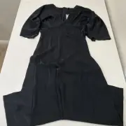 BooHoo Petite Bias Cut Angel Sleeve Maxi Dress Black Size 8