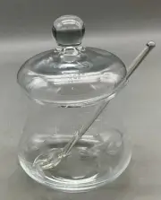 Vintage 1980’s Princess House Heritage House Etched Jam Jar w/Lid & Spoon