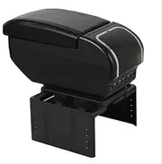 Armrest Box Compatible for Hyundai I20 2020-2024 Car Armrest Box Storage Box Cup Holder Car Accessories(F Style All Black)