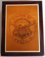 JAMES B LONGACRE 1865 RE-MAKE GOLD DOUBLE EAGLE PORCELAIN CASE & PAPERS NO COIN