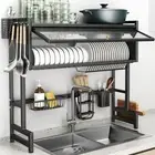 Over The Sink Dish Drainer Drying Rack 3 Tiers with Cover, Keep Kitchen Sink ...