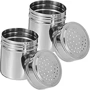 2pcs Stainless Steel Powder Can Powder Sugar Dispenser Seasoning Shaker Powder Sugar Shaker Multi-Function Spice Storage Jar Multipurpose Condiment Jar Sugar Powder Shaker Silver