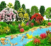 60 Pieces Model Trees 1.1-4.3inch Mixed Diorama Model Tree Colourful Grass Mini Fake Plants for DIY Crafts, Building Model, Railway Scenery Landscape Supplies
