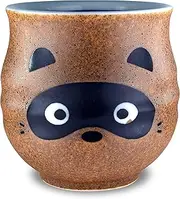 Mino Ware Traditional Japanese Yunomi Tea Cups, Tanuki Japanese Racoon Dog for Green Tea, Matcha Tea