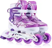 Adjustable Inline Skates for Girls Boys Beginners, Kids Roller Skates with All Illuminating Wheels