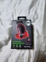 NWT Pink Acrylic 5W Wireless Charger Q1 Compatible With Micro-USB Cable