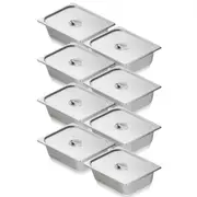 VEVOR 8 Pack Hotel Pans, 1/2 Size Anti-Jam Steam Pan with Lid, 0.8mm Thick Stainless Steel Steam Table Pan, 4-Inch Deep Commercial Table Pan, Catering