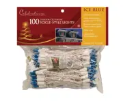 Christmas Icicle Incandescent Light Set Blue 8.5 Ft. 100 Lights White