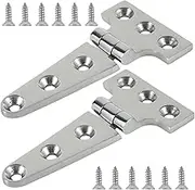 2Pcs T Hinges Set 4/6inch Marine Grade 316 Stainless Steel Deck Hinge Heavy Duty Cabinet T Type Hinge Hardware Premium Boat Hatch Hinge with 12 Screws for Boat Locker Cabinet Deck(6 inches)