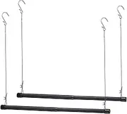 Hanging Closet Rod,15-40 Inch Adjustable Closet Hanging Organizer,35 Inch Height Space-Saving Clothes Hanging Bar,Black Closet Rod Extender (2P)… (B-2p-3jie)