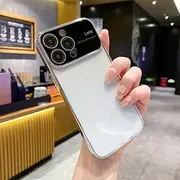 6D Electroplating Glass Lens Window Clear Case for iPhone 12 13 11 14 Pro Max 14 Plus Large Camera Protector Soft Cover,Silver,for iPhone 11promax